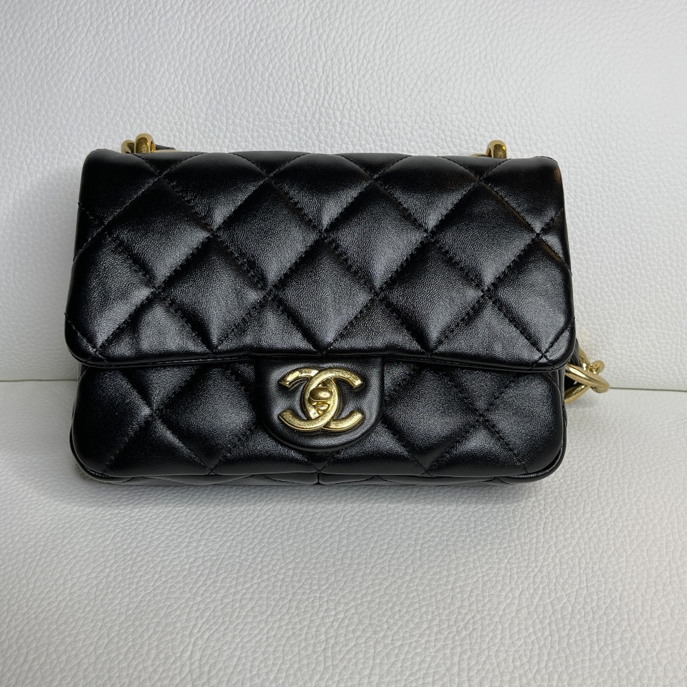 New Unused Chanel Funky Town - Thick Shoulder Strap Small Black Flap Bag - Picture 2 of 12